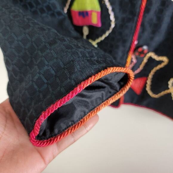 Allure Womens Maximalist Wearable Art Houses Embroidered Blazer Jacket size L - Picture 9 of 13